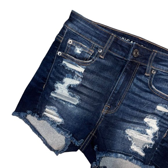 American Eagle Distressed Womens Shorts 2 Next Level Stretch Hi Rise Shortie - Picture 2 of 8
